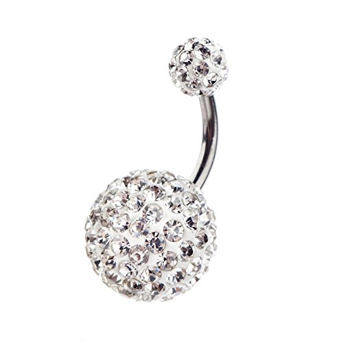 VAGA Belly Button Rings Women Body Jewelry Piercing Unique Design Best Quality stainless steel Belly Button Navel 14 Gauge Piercing With Frosted Frost Crystals Rhinestones Jewels Balls
