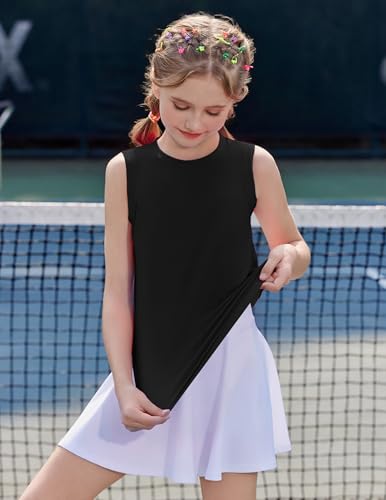 Image of Zaclotre Girls Athletic Tank Tops High-Low Hem Loose Fit Summer Top Kids Sleeveless Sport Shirts 5-14 Years