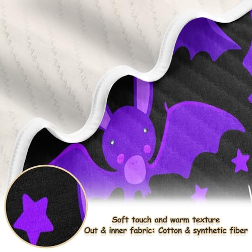 Burbuja Cartoon Purple Bats Baby Blanket for Boys Girls, Nursery Soft Warm Swaddling Receiving Baby Blankets, 30x40 in Toddler Blanket2