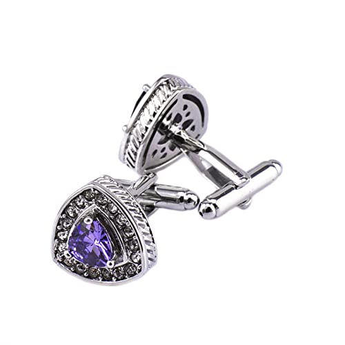 Mancuernillas de cobre Daesar con cristal triangular morado miniatura 1