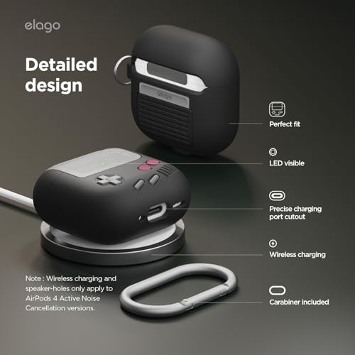 Coque AirPods 4 elago AW5 noire idée cadeau geek console rétro classique