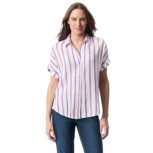 Image of Gloria Vanderbilt Women's Daisy Short Sleeve High-Low Button Down Shirt Standard