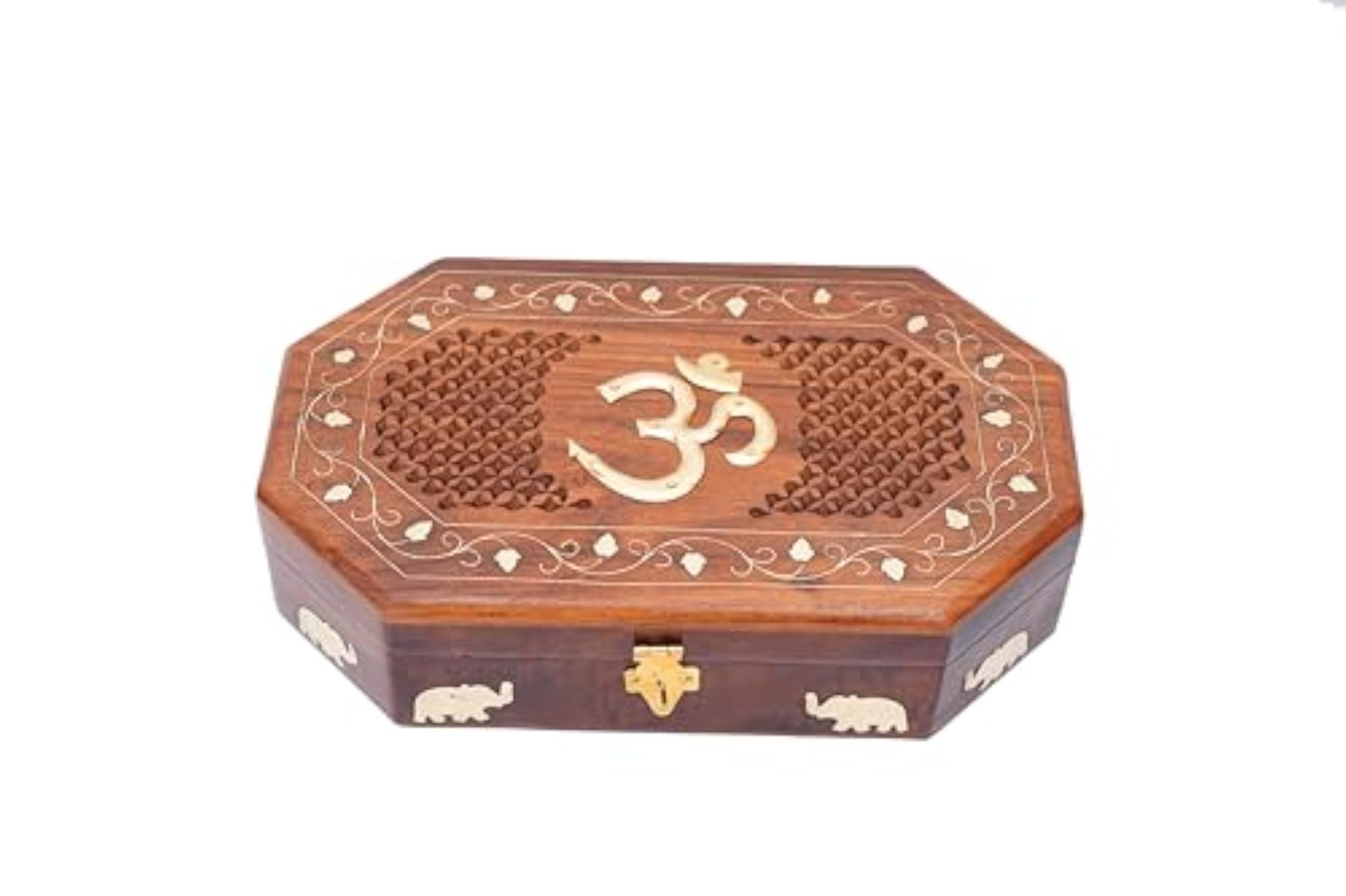 Handmade Sheesham Wood Rectangular Jewellery Storage Box