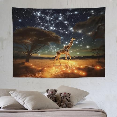 Tapisserie murale girafe 3D rideau déco masquant pour grand mur abîmé 150x200