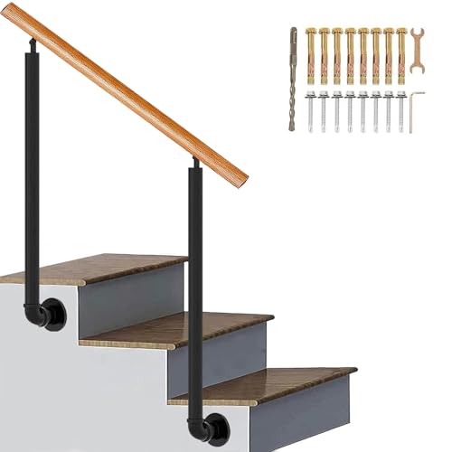 Rampe d'escalier en bois pour sécuriser l'accès extérieur de votre villa ou loft moderne - 2