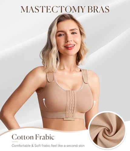 Image of BRABIC Post Surgery Compression Bras for Women Front Closure Mastectomy Bra with Wide Adjustable Straps Wirefree