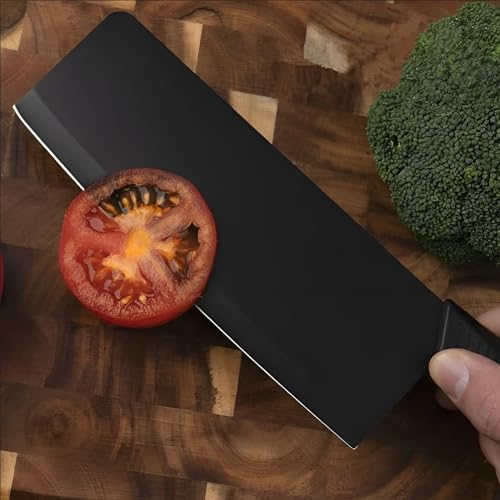 Image of SKYTONE Knife Set of 3 with Cover, Stainless Steel Knives for Kitchen| Sharp Edge Cutting Chef Knifes for Chopping Vegetables, Fruits, Multipurpose Knife, Kitchen Tools (Black Pack of 3)