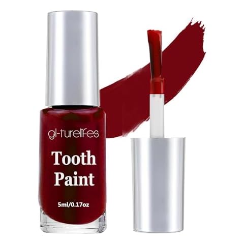 GL-Turelifes Tooth Paint Makeup, Black Tooth Painting Cream, Safe, Quick Dry & Realistic, Creating Black Out Tooth Makeup & Missing Teeth SFX for Halloween, Cosplay, Theater (5 ml) (Red) Cover