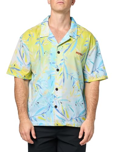 HUGO Men's Relaxed Fit Button Down Beach Shirt
