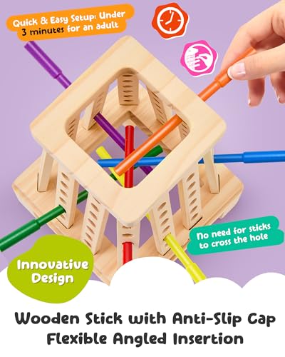 Montessori Wooden Board Game, 36 coloridos palitos para niños miniatura 4