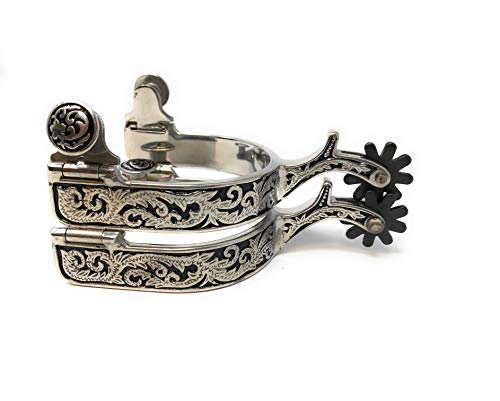 Western SS Black Floral 9pt Mens Spurs