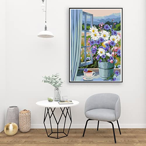Fqovkyn Paint By Numbers For Adults Beginner, Diy Flowers Adult Paint By Number Kits On Canvas Acrylic Paint,Drawing Paintwork With Paintbrushes Oil Painting Home Decor(11.8X15.8Inch) #TOP1