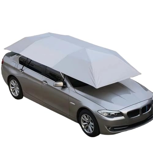 Tendone Garage Tenda Parasole per Auto da Esterno, Tenda da Picnic, Isolamento Termico, Tenda da Sole, Ombrello, Antivento, Oxford (Solo Tessuto) Riparo Auto(4200mm Silver)