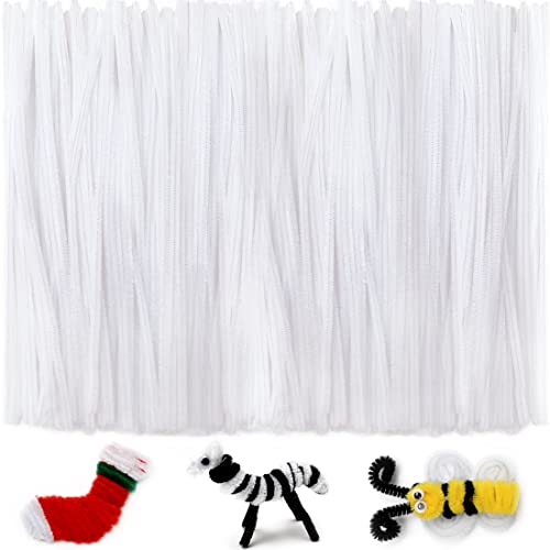 Image of IOOLEEM 200pcs White Pipe Cleaners Bulk for Crafts | Chenille Stems for DIY Flower Making & Festival Decor & Party Projects, Pipe Cleaner Crafts, Art and Craft Supplies