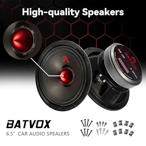 Image of MX80E2 Loudspeaker 8 Inch Midrange 640 Watts 4 Ohms Red Bullet, Premium Quality Audio Door Speakers for Car or Truck Stereo Sound System, Black (2 Speakers)