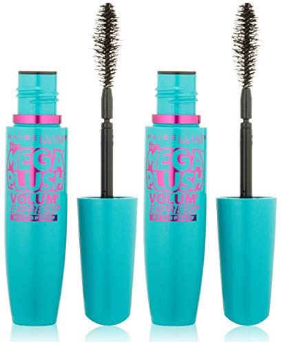 Maybelline New York Volum' Express The Mega Plush Waterproof Mascara, Very Black [275], 0.3 oz (Pack of 2)