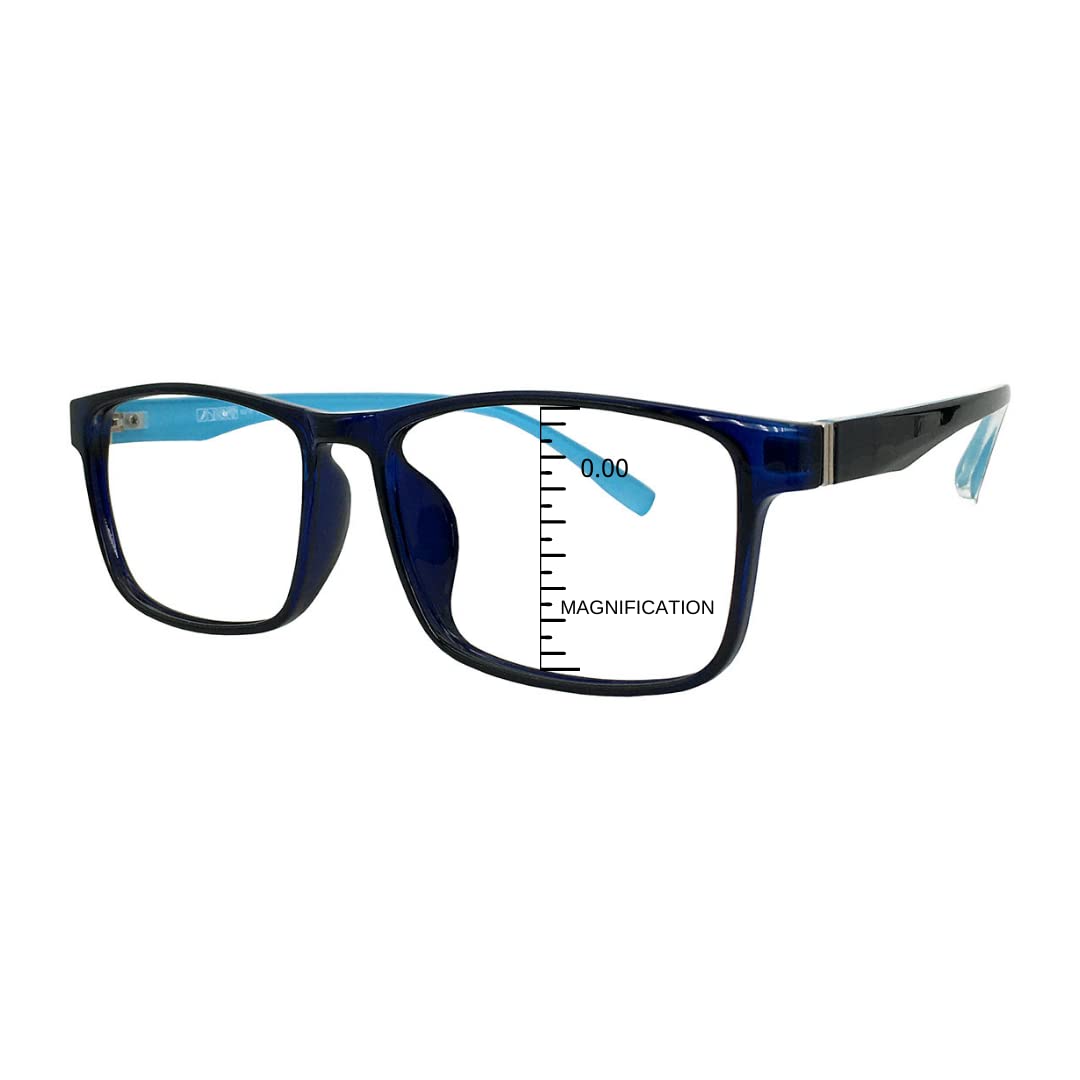 ProEyes Concord, Big Men Progressive Blue Light Blocking Readers, Anti-Reflective, 0 Power on Top Lens