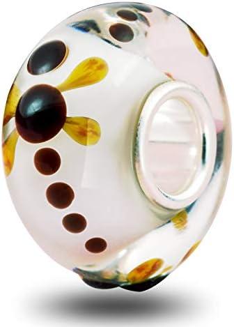 CHAWIN Dreamy Dragonfly on Silk Bead Handmade Nature Insect Charms Murano Glass Bead fits Pandora Charm Bracelets with 925 Sterling Silver Core for Women Mothers Day Gifts