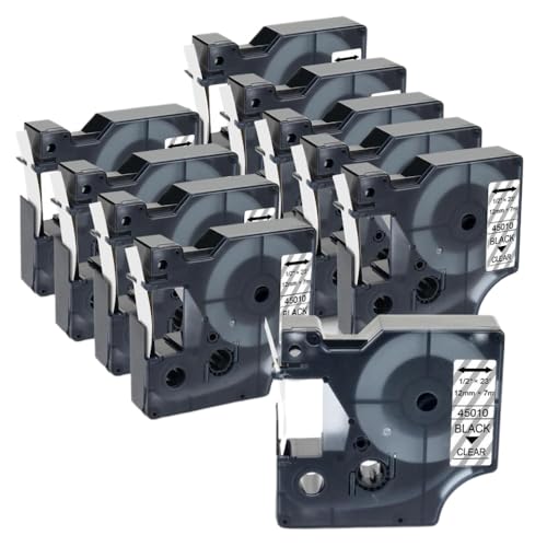 10pcs 12mm Etichette compatibili con i Modelli di D1 45013 40913 43613 45018 e Lavora con etichettale 160 280 Etichetta 100Black on Clear