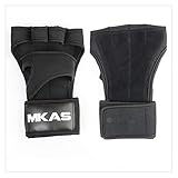 Gloves for Men Sporty Heavy Weightlifting with Wrist Strap for Pull-ups- Strength Lift-Deadlift- Weightlifting Grips for Men and Women and Gym Exercise Gloves Cycling Gloves (Black Large)