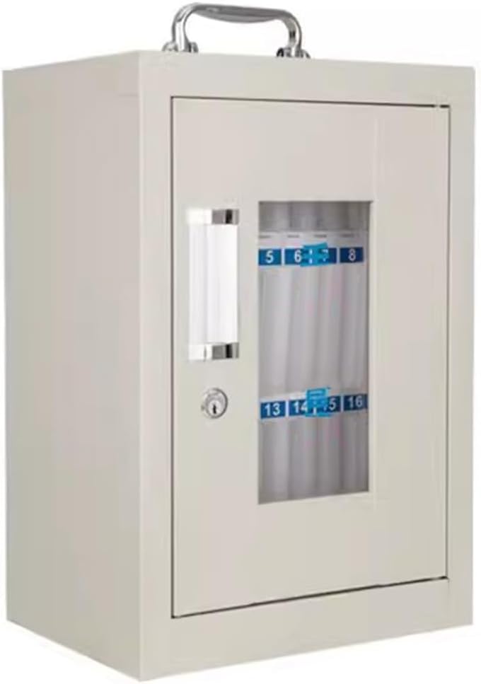 Cell Phone Locker Box for Classroom with Door Locks and Keys Clear Acrylic Jail Storage Cabinet，Stainless Steel Mobile Phone Storage Cabinet - Wall-Mounted 24-Cell Metal Box, Silver - Secure
