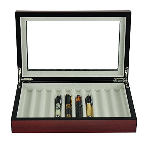4 Less Co 10 Pen Fountain Cherry Wood Display Case Holder Storage Organizer Collector Box 1601C #TOP3