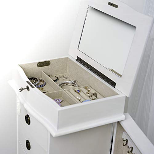 Alveare Home 2759-285 North Locking Modern 7-Drawer Spacious Jewelry Armoire Storage Organizer - White thumb #8