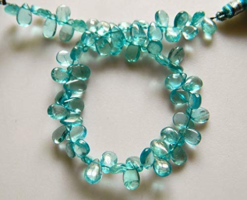 Perles apatite bleue véritables de haute qualité en poire lisse 5x8mm pour haute joaillerie