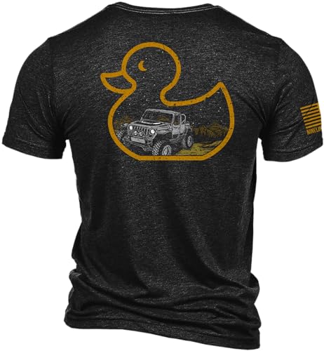 Nine Line Duck, Duck, Off Road Triblend T-Shirt - Unisex Patriotic Shirt - Dropline Logo and American Flag on Sleeve4