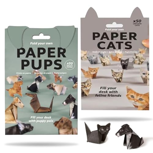 BSITSSS 100 Hojas Papel Origami Gatos y Perros, 3D Origami Paper, DIY Paper Perro Gato Craft Kit Papiroflexia para Amantes Creativa Manualidades Regalo Navidad