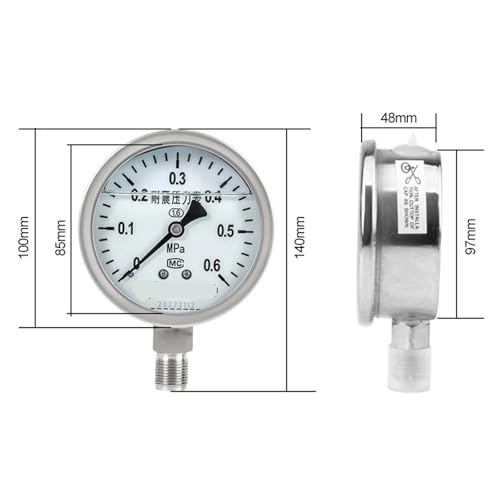 Manomètre de pression en acier inoxydable radial pour usage intensif - 2