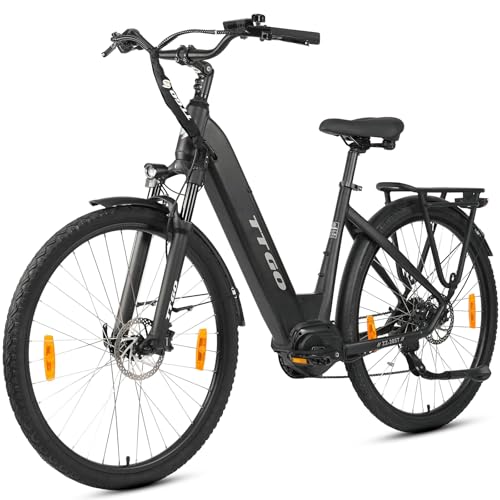 ttgo 28 Zoll Elektrofahrrad Für Erwachsene, E Bike mit 250W Motor 36V 20AH Akku 9 Gang Getriebe 25 km/h, Reichweite 110–130 km Für Herren und Damen Hydraulische Scheibenbremse, ZZ-28ST (Schwarz)