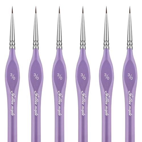 Miniatur Pinsel, 6PC Fine Detail Paint Brushes Set 3/0, Mini Small Painting Brushes für Handwerk, Acryl, Aquarell, Öl, Modell, Gesicht & Malen nach Zahlen, Figurine, Violett
