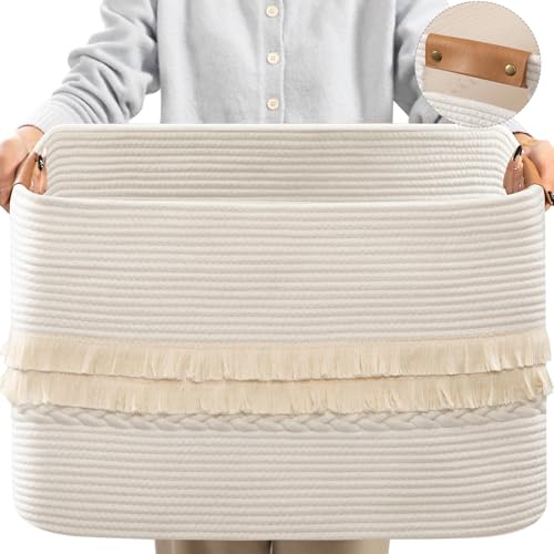 danpinera 108L Large Basket for Living Room, Boho Decorative Basket