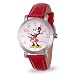Disney Minnie Mouse Women's Silver Vintage Alloy Watch, Red Leather Strap, W002760
