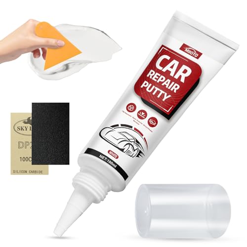 Miioto 100ml Stucco per Carrozzeria Auto, Stucco Metallico per Carrozzeria, Stucco per Plastica Paraurti, Adatto per Riparare Graffi Ammaccature su Auto, Barche e Altri Veicoli, Bianco