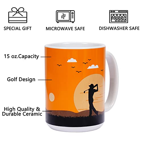 Ceramic Golf Mug Best Funny Golf Coffee Mug For Office And Home Large Novelty Tea Cup Gift For Men Women 15 Oz Orange #TOP1