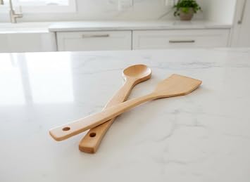 Doğal Ahşap 5 Parça Mutfak Gereçleri Seti | Yemek Pişirme ve Servis Seti | Kaşık, Spatula, Kevgir, Servis Kaşığı, Pilav kaşığı | Sağlıklı, Dayanıklı ve Şık Tasarım