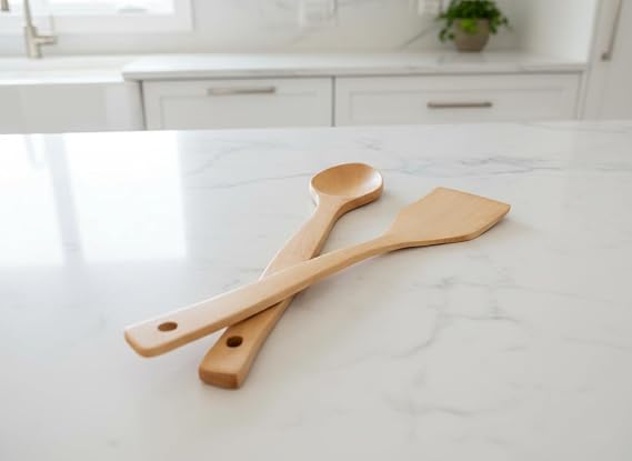 Doğal Ahşap 5 Parça Mutfak Gereçleri Seti | Yemek Pişirme ve Servis Seti | Kaşık, Spatula, Kevgir, Servis Kaşığı, Pilav kaşığı | Sağlıklı, Dayanıklı ve Şık Tasarım