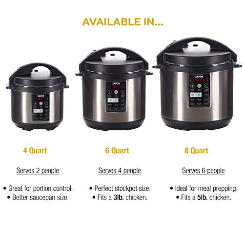 Zavor LUX Multi-Cooker, 4 Quart Electric Pressure Cooker, Slow Cooker, Rice Cooker, Yogurt Maker and more - Stainless Steel (ZSELX01)