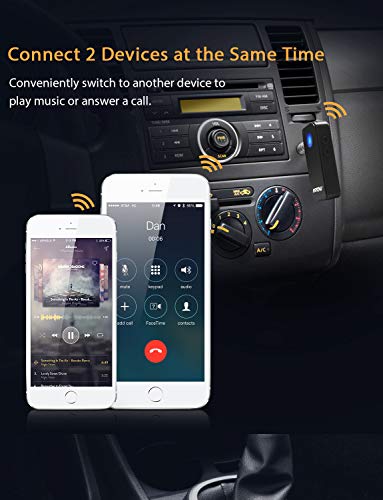 Mpow 044 Bluetooth Receiver 5.0 for Car Stereo, Bluetooth Car Adapter for 10 Hours Non-Stop Music Streaming or 8 Hours Hands-Free Calls,Bluetooth Aux Adapter Supports Siri & Google Assistant