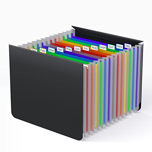 Expanding Hanging File Folders Letter Size,13 Innovative 1.5" Accordion Pockets For Filing Cabinet, Desk Organizers And Accessories Durable Than Paper Hanging Folders, Multi-Color Tabs,Large Capacity #TOP4