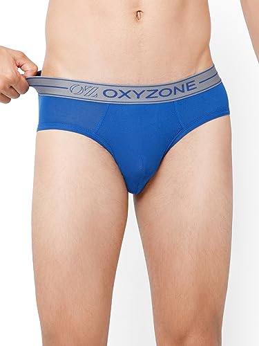 Image of OXYZONE Men's Modal Solid Brief with Sweat-Absorbent & Anti-Odour Fabric, Lightweight, Tag-Free, Breathable Innerwear with Outer Soft Waistband