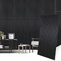 Laceskyso Wood Panels for Wall Acoustic Slat Wall Panels 4-Piece 47.2"×23.6" 3D Fluted Sound Absorbing Panel for Interior Wall Decor and Ceiling - Black
