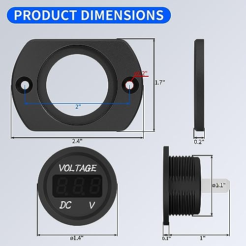 Daiertek DS4010+DS2 Battery Voltage Meter Waterproof Dc 12V 24V Led Voltmeter Panel 12 Volt 24 Volt 36 Volt Battery Monitor With Blue Light Round Digital Voltage Display For Marine Boat Car Automotive Motorcycle thumb #1