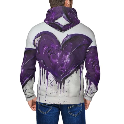 Sweat à capuche violet imprimé amour avec cordon de serrage et zip