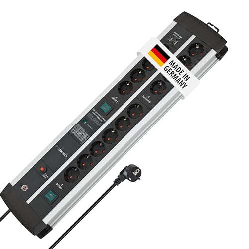 Brennenstuhl Premium-Protect-Line Gaming-Steckdosenleiste 14-Fach mit 2X Schalter und...