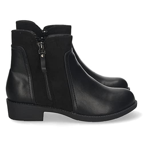 shoes&blues.es 67312-Botin de Tacon Bajo para Mujer, Comodo, Estampado Liso, y Doble Cierre de Cremallera, Otono Invierno 2022. Talla 36 Negro