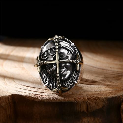Bague croisée réglable punk en argent sterling S925 pour homme motard - 7