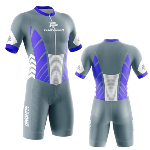 NUNOMO 2025 Summer Maillot Ciclismo Hombre - Traje Triatlón Acolchado Mono Racing con Cremallera Entera, Secado Rápido para MTB, Natacióny Deportes Exteriores (TYPE-10,4XL)